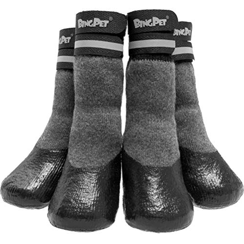 BINGPET Anti-Slip Dog Socks,Waterproof Paw Protectors with Reflective Straps