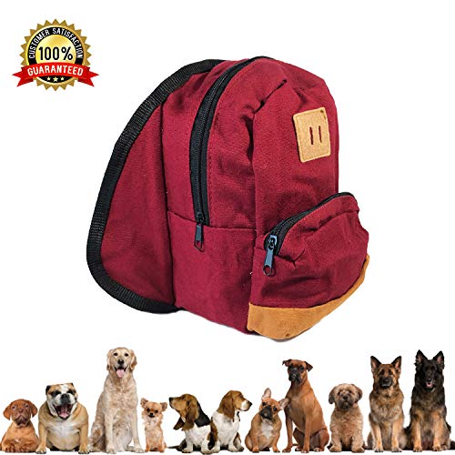 Bonnie x Clyde Dog Harness Backpack - Adjustable Straps - Large Storage Compartments - Heavy Duty Zippers and Buckles (Maroon)