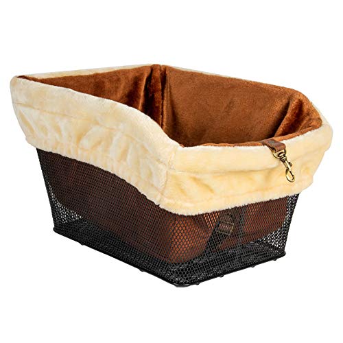 Bike Basket Liner for Small Dogs | Plush, Padded, Soft & Warm Inner Fabric With Flexible Design to Fit Virtually Any Size Bicycle Basket | Adjustable Strap Safely Secures Your Pup for Their Ride