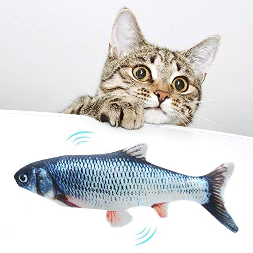 Hamkaw Realistic Plush Simulation Electric Doll Fish, Catnip Cat Kicker Fish Toy
