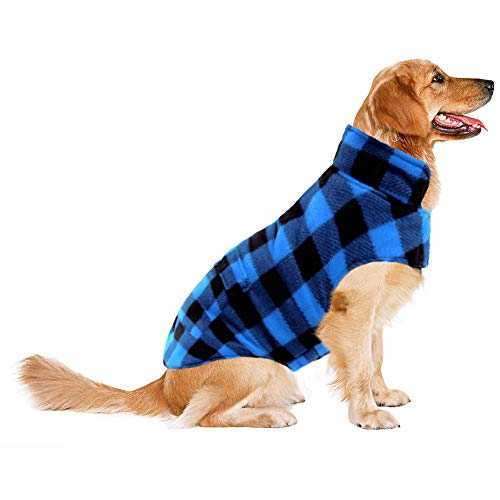 ASENKU Dog Winter Coat, Dog Fleece Jacket Plaid Reversible Dog Vest Waterproof