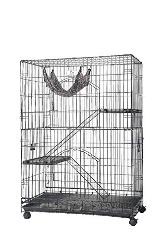 HOMEY PET INC 30" Folding Wire Cat Ferret Chinchilla Crate with Casters