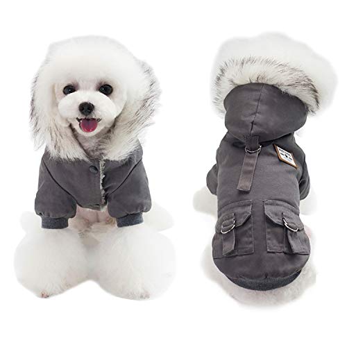 AprilWu Warm Dog Hooded Trench Coat Windproof Parka Jacket for Cold Weater