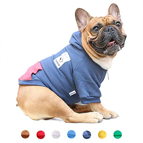 iChoue Pet Clothes Dog Hoodie Hooded Full-Zip Sweatshirt French Bulldog
