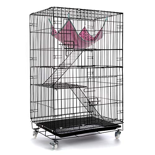 AVEEN 3-Tier Cat Cage Playpen Box Kennel Crate with 2 Front Doors & Free