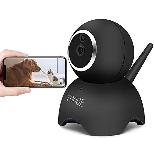 TOOGE WiFi Dog Pet Camera FHD Pet Monitor Indoor Home Cat Camera for Baby Elder Nanny with Night Vision 2-Way Audio Motion Detection (Black)