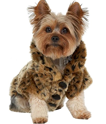 Timoey Leopard Print Faux Fur Dog Coat Pet Warm Sweater for Small Dogs Puppy Chihuahua (XS)