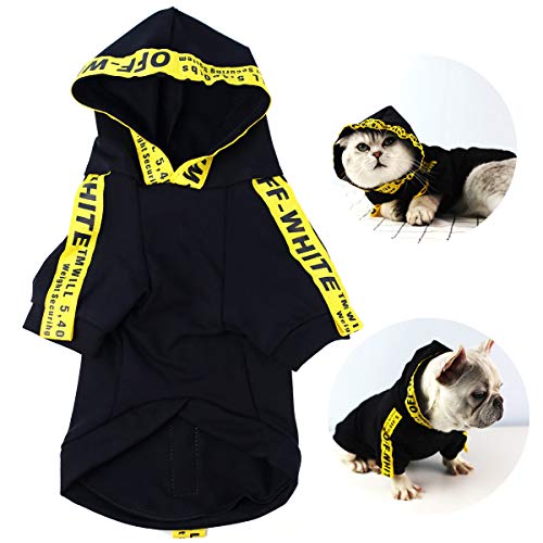 CT COUTUDI Yellow Stripe Black Pet Cat Dog Hoodies Clothes for Small Dogs