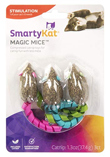 SmartyKat Magic Mice Set of 3 Compressed Catnip and Ribbon Cat Toys
