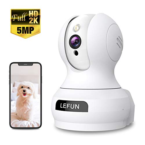 WiFi IP Camera, Lefun Pet Dog Camera, Wireless 5MP HD Baby Monitor for Home Indoor Security Camera with Motion Track and Deterrent Alarm Two-Way Audio Night Vision Pan/Tilt/Zoom Webcam