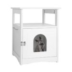 Cat House & Side Table, Cat Washroom Storage Desk Furniture End Table