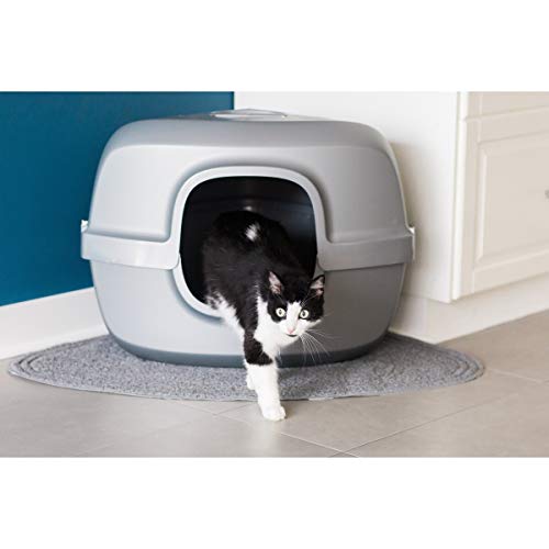MISC Silver Grey Cat Litter Box with Lid Enclosed Pet Hooded Corner Covered Cat