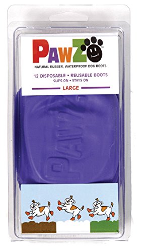 Pawz Purple Water-Proof Dog Boots, Large, Paws 3" to 4"