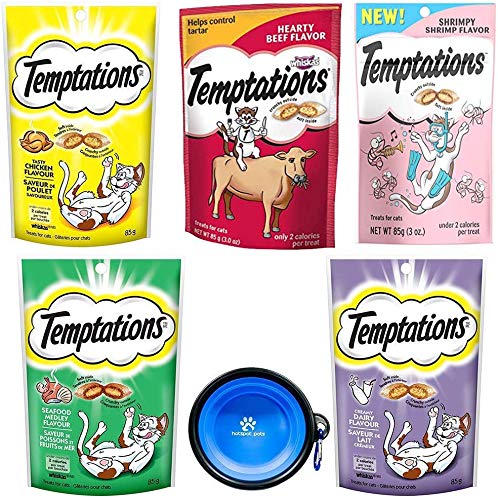 Temptations Classics Tasty Snack Treats for Cats -Feline Variety Bundle 5 Pack