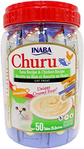 INABA Churu Lickable Creamy Purée Cat Treats Tuna Recipe and Chicken Recipe