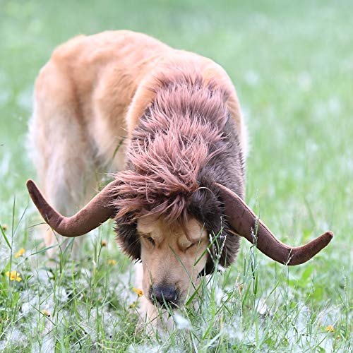 Onmygogo Funny Pet Moose Costumes for Dog, Cute Furry Pet Wig