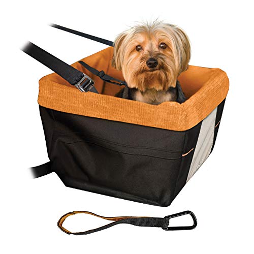 Kurgo Skybox Car Booster Seat for Dogs | Dog Seat for Cars | Waterproof Exterior | Helps with Canine Car Sickness | for Small Petsup to 30 lb | Dog Seatbelt Tether Included | Black/Orange