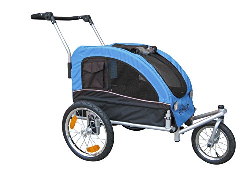 Booyah Medium Dog Stroller & Pet Bike Trailer with Suspension - Blue