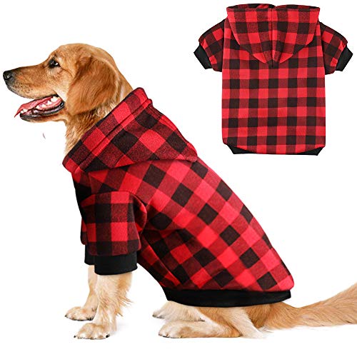 Blaoicni Plaid Dog Hoodie Sweatshirt Sweater for Medium Dogs Cat Puppy Clothes
