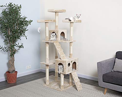 Go Pet Club 72" Tall Beige Cat Tree Furniture