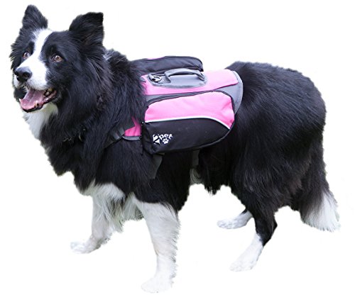 2PET Dog Backpack for Hiking Compact Dog Saddlebag for Dogs Adjustable Harness Comfortable Fit-Perfect Dog Carrier Backpack with 2 Zipper Pockets & Bottle Holder for Outdoor Activities Medium Pink