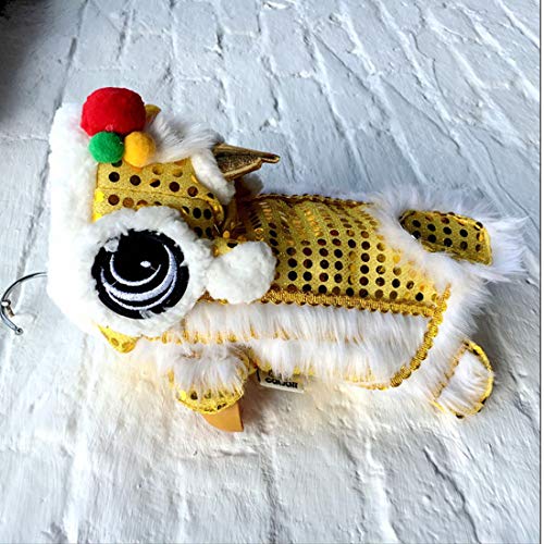 WORDERFUL Dog Costume Cute Lion Dance Pet Costume with Red Sequins