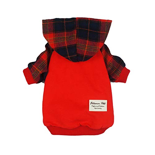 Fitwarm Plaid Pet Clothes for Dog Sweatshirts Cat Pullover Hooded Shirts
