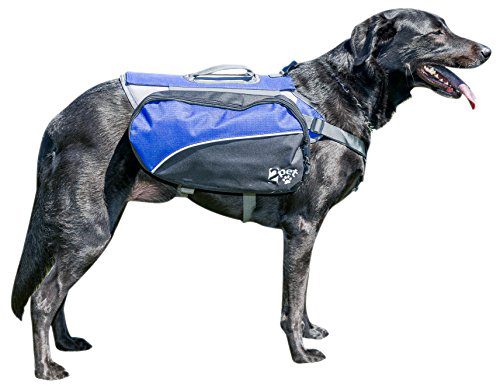 2PET Dog Backpack for Hiking Compact Dog Saddlebag for Dogs. Adjustable Harness, Comfortable Fit-Perfect Dog Carrier Backpack with 2 Zipper Pockets & Bottle Holder for Outdoor Activities Large Blue
