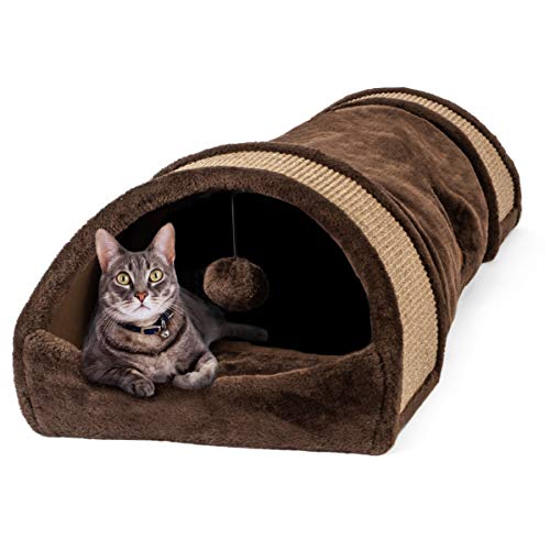 Large Cozy Cat Tunnel with Sisal Scratch Pads - Cat Toy Tube Doubles as Soft