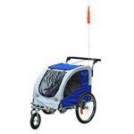 Aosom Elite II 2-in-1 Pet Dog Bike Trailer and Stroller with Suspension and Storage Pockets, Blue