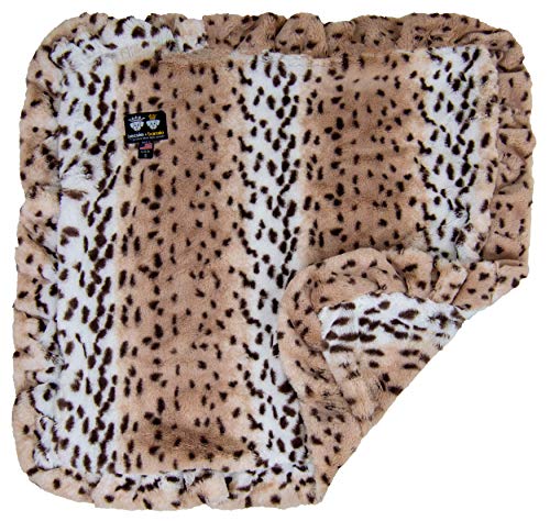 BESSIE AND BARNIE Aspen Snow Leopard (Ruffles) Luxury Ultra Plush Faux Fur Pet