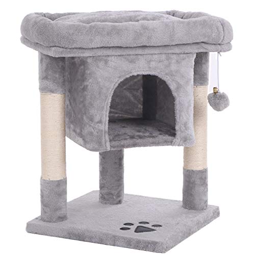 BEWISHOME Cat Tree Cat House Cat Condo with Sisal Scratching Posts