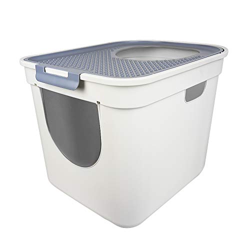 ATDAWN Cat Litter Box, Top Entry or Front Entry Cat Litter Pan with Cat Litter Scoop
