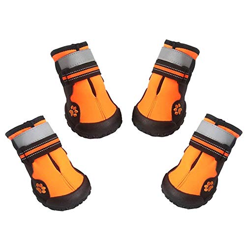 Asmpet Dog Boots Waterproof Shoes with Reflective Anti-Slip Sole Snow Boots