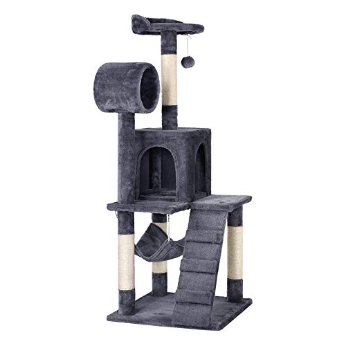 Yaheetech Cat Tree Tower Kitten Condo Scratching Post with Hammock Tunnel