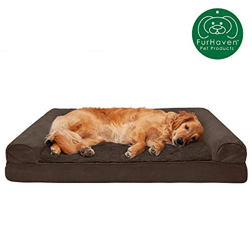 Furhaven Pet Dog Bed | Cooling Gel Memory Foam Ultra Plush Faux Fur & Suede