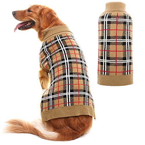JIATECOO Classic Plaid Dog Sweater - Puppy Festive Winter Warm Cute Clothes