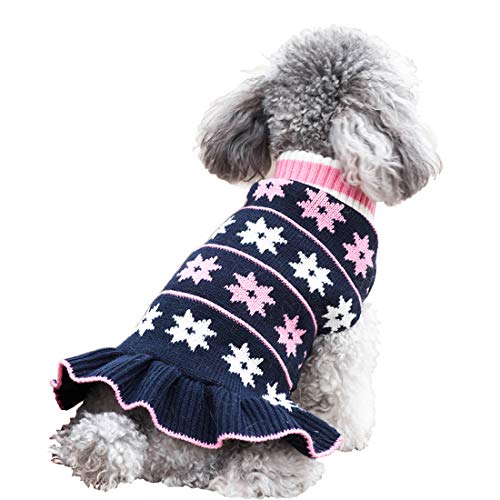 kyeese Dog Sweaters Small Turtleneck Dog Sweater Dress Knit Warm Cat Sweater
