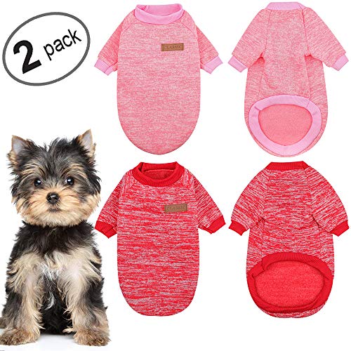KOOLTAIL Dog Sweater Winter Clothes 2 Pack - 2 Colors Soft and Warm Suitable