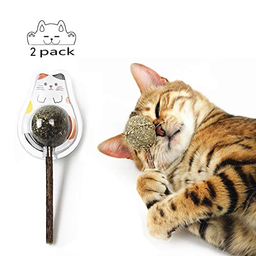 Ying-D 2 PCS Natural Cat Treats Cat Toy Catnip Lollipop,Cat Mint Ball Stick