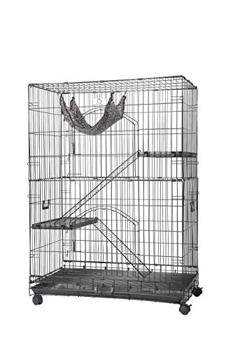 Homey Pet-36 Three Tiers Cat Cage w/Pull Out Tray, Sleeping Platform and Casters