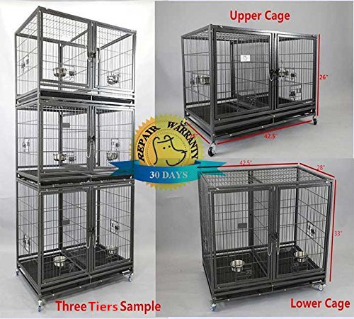 43" Stackable Heavy Duty Cage w/Feeding Doors and Divider