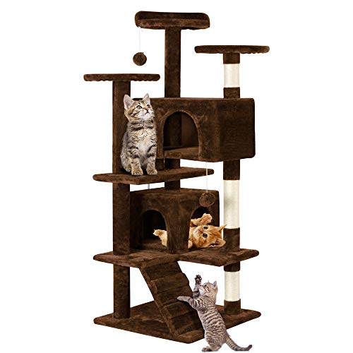 Topeakmart 51in Height Cat Tree Condo Multi-Level Kitten Tower Cat House