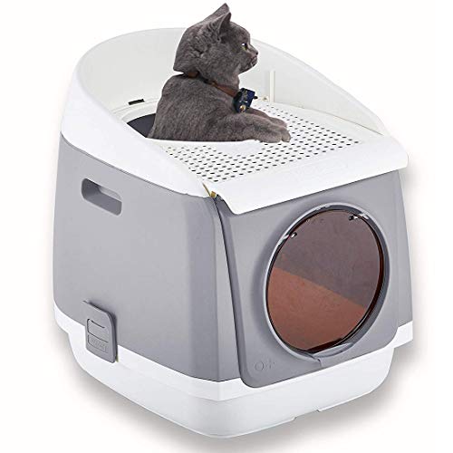 Pakeway Two Door Entry Cat Litter Box, Easy Clean Fully Enclosed Cat Toilet