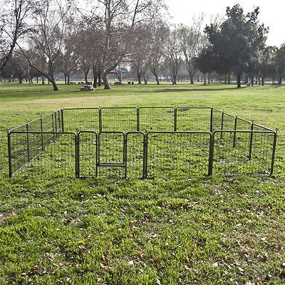 16 Panel Heavy Duty Cage Pet Dog Cat Barrier Fence Exercise Metal Playpen Kennel