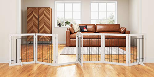 PAWLAND 144-inch Extra Wide 30-inches Tall Dog gate with Door Walk Through