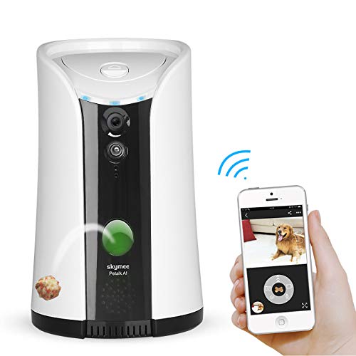 SKYMEE Dog Camera Treat Dispenser,WiFi Full HD Pet Camera with Two-Way Audio and Night Vision,Compatible with Alexa(Black)