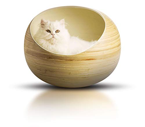 Fhasso Luxury Bamboo Wicker Cat Bed for Indoor Cats - Eco-Friendly