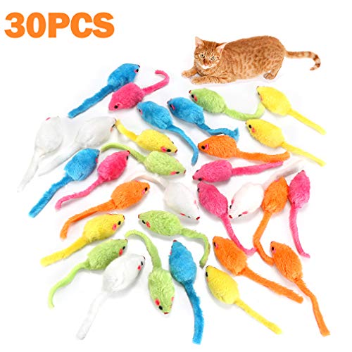 MeoHui 30PCS Catnip Toys for Cats, 5.5 Inches Faux Furry Catnip Mouse Toy