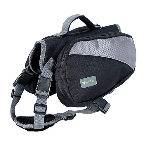 Wellver Dog Backpack Saddle Bag Outdoor Travel Packs for Hiking Walking Camping